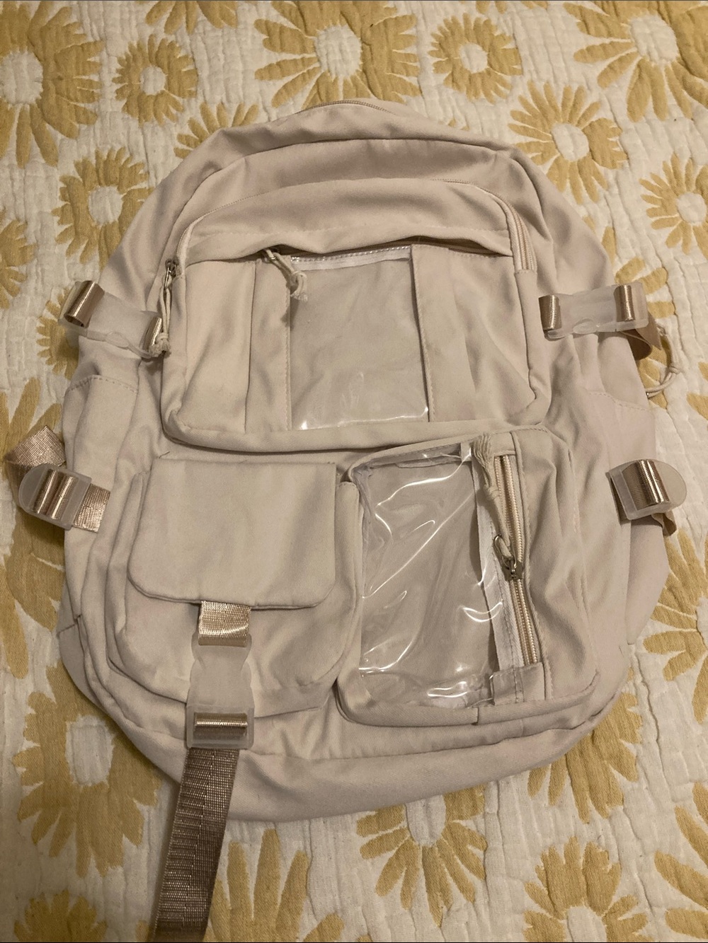 Canvas Utility Backpack in Cream - Unbranded